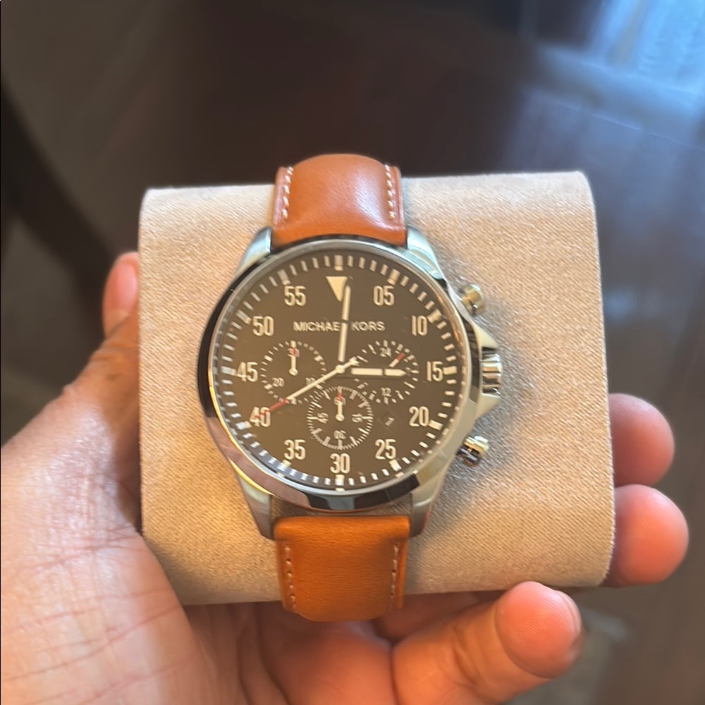 Michael Kors Silver and Brown Watch